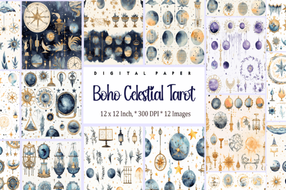 Download Watercolor Boho Celestial Tarot Paper - Boho Collection