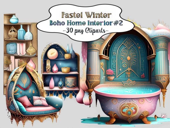 Download Pastel Winter Boho Home Interior #2 - Boho Collection