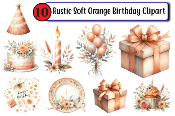 Download Rustic Soft Orange Birthday Clipart - Birthday Collection