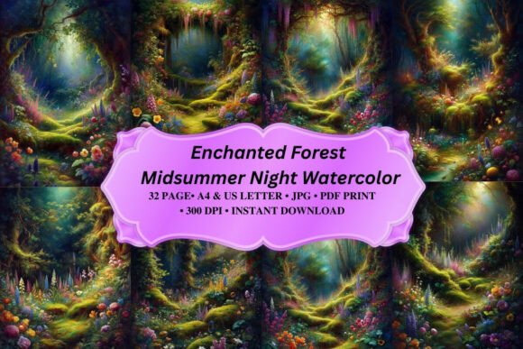 Download Enchanted Forest Night Watercolor - Premium Resources