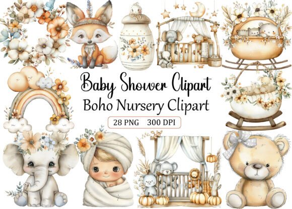 Download Baby Shower Clipart Boho Nursery Clipart - Boho Collection