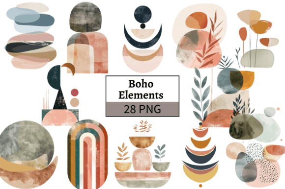 Download Watercolor Boho Elements Clipart Bundle - Boho Collection