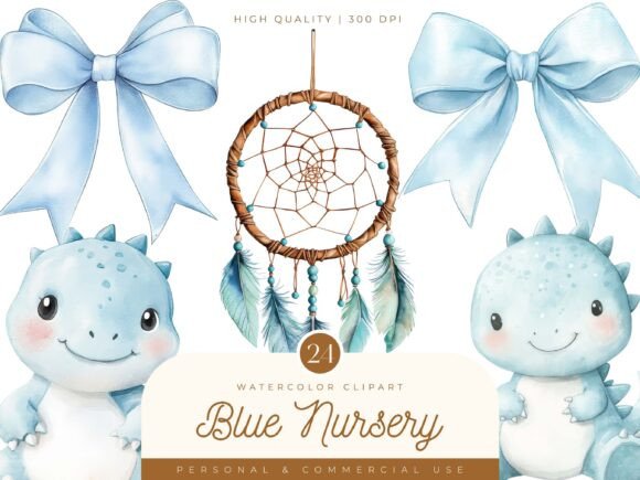 Download Blue Boho Nursery Clipart Bundle - Boho Collection
