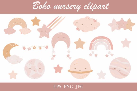 Download Boho Nursery Clipart Set. Baby Wall Déco - Boho Collection