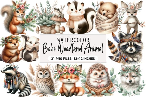 Download Boho Woodland Animal Clipart Bundle - Boho Collection