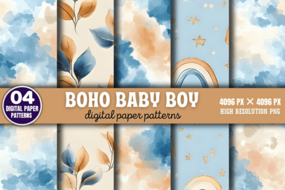 Download Boho Baby Boy Pattern Digital Background - Boho Collection