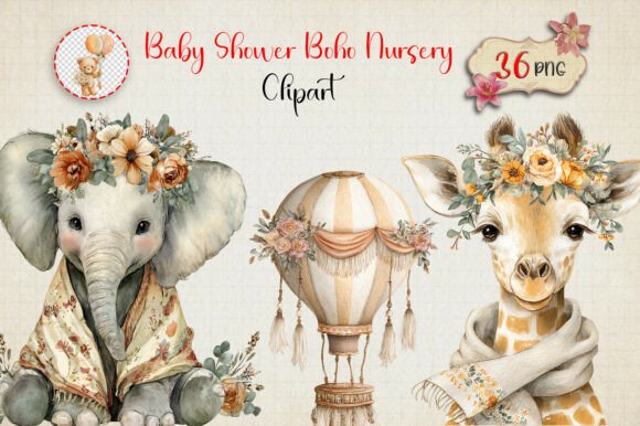 Download Baby Shower Boho Nursery Clipart - Boho Collection