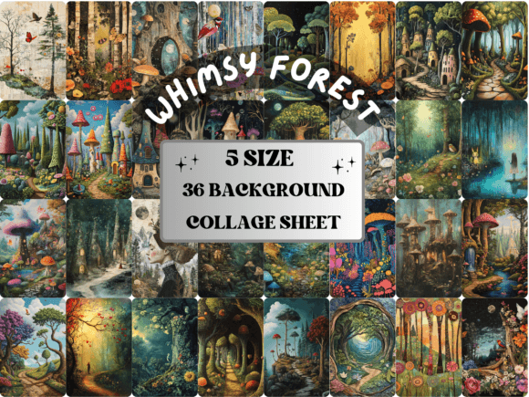 Download Whimsy Enchanted Forest Collage Paper - Enchanted forest Collection