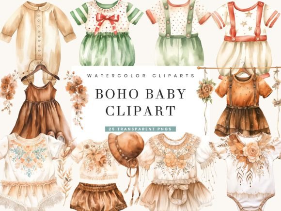 Download Watercolor Boho Baby Clipart Bundle - Boho Collection