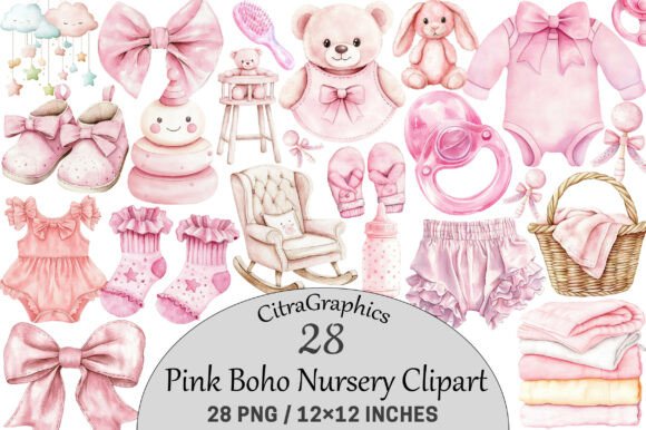 Download Pink Boho Nursery Clipart. - Boho Collection