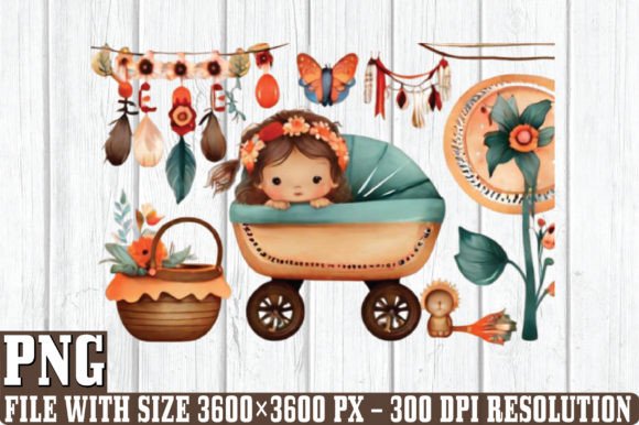 Download Watercolor Boho Baby Clipart - Boho Collection