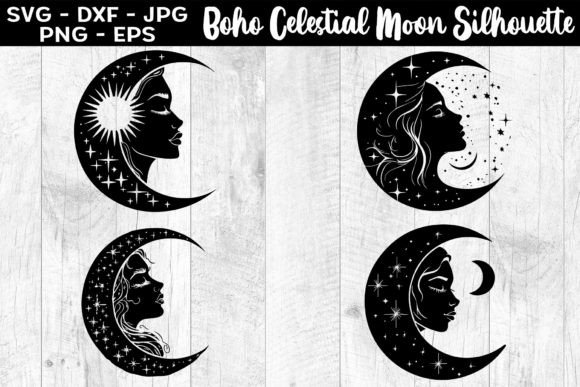 Download Boho Celestial Moon Silhouettes SVG EPS - Boho Collection