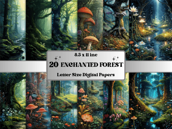 Download Fantasy Enchanted Forest Digital Paper - Premium Resources