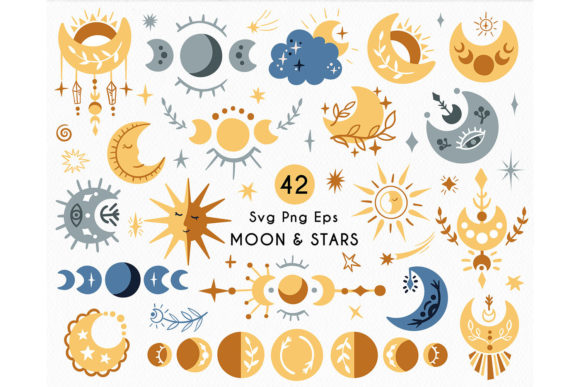 Download Celestial Boho Moon Stars Bundle - Boho Collection