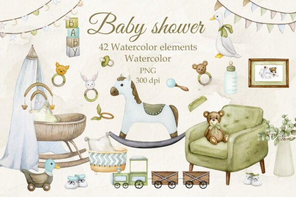 Download Baby Shower Clipart. Boho, Retro Style. - Boho Collection