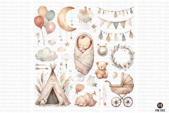 Download Baby Shower Boho Nursery Clipart - Boho Collection