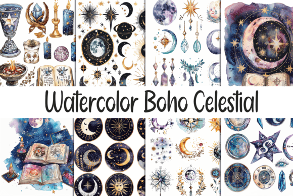 Download Watercolor Boho Celestial Paper - Boho Collection