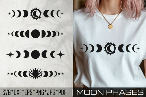 Download Moon Phases SVG, Boho Celestial Design - Boho Collection