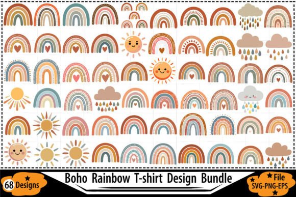 Download 68 Boho Rainbow T-Shirt Designs - Boho Collection