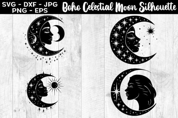 Download Boho Celestial Moon Silhouettes SVG EPS - Boho Collection