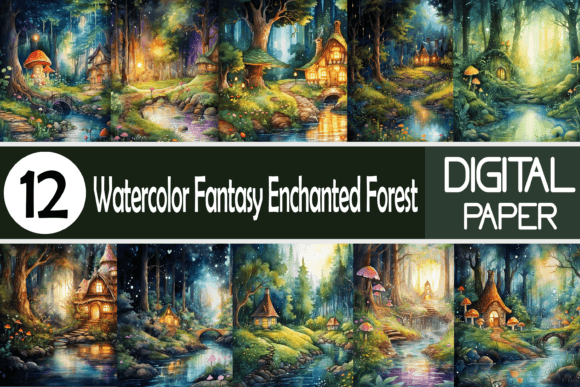 Download Watercolor Fantasy Enchanted Forest - Premium Bundle